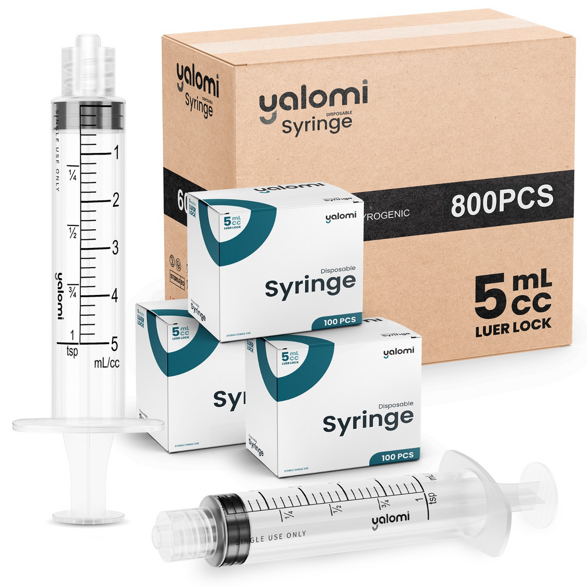 Yalomi - 5mL Luer Lock Syringe - Case of 800pcs