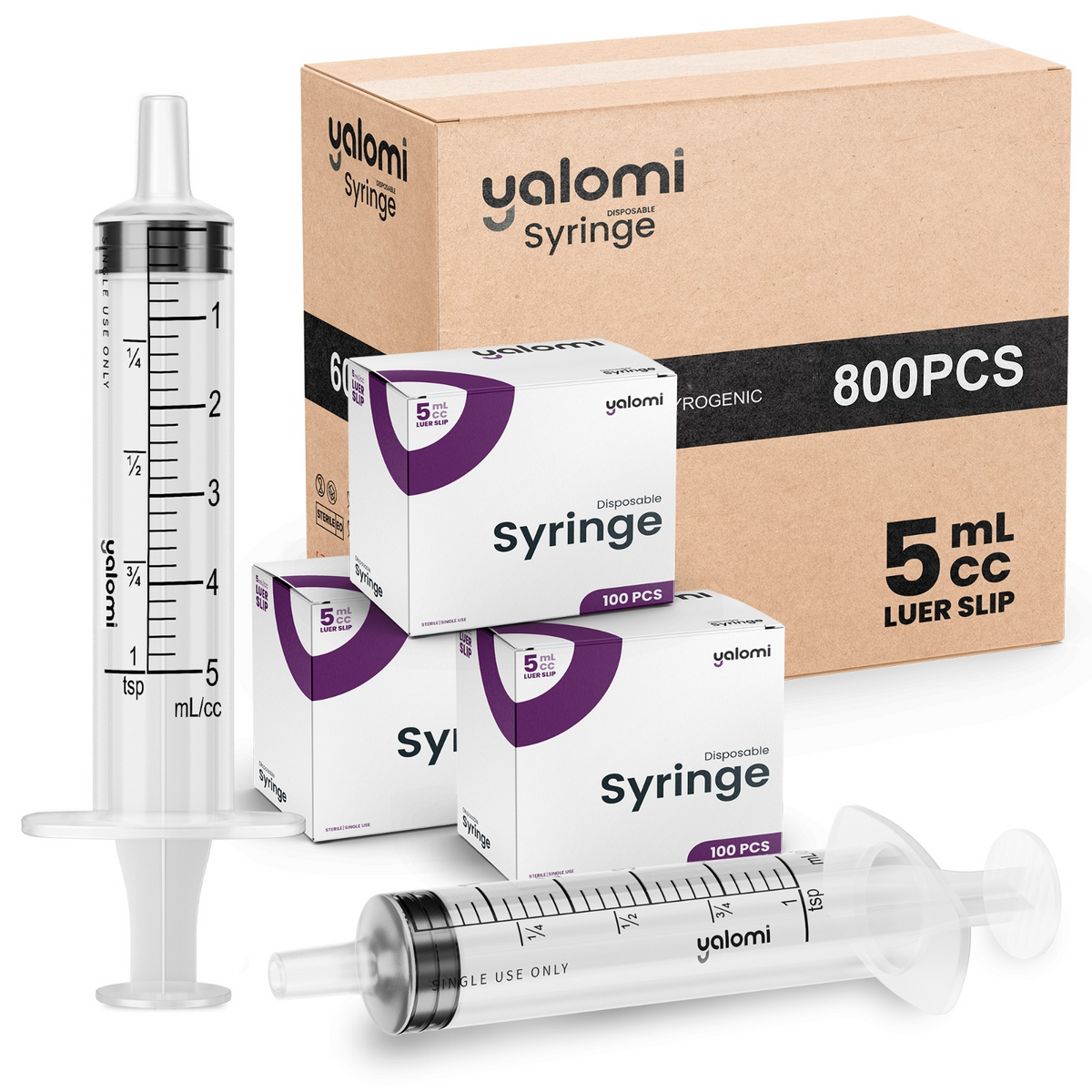 Yalomi - 5mL Luer Slip Syringe - Case of 800pcs